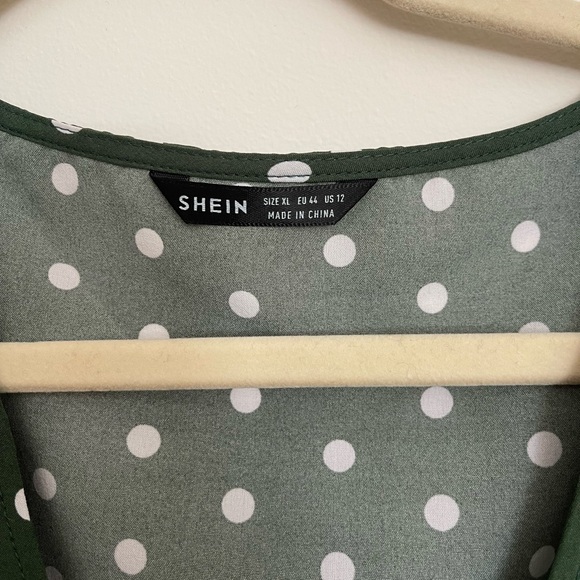 SHEIN dark green & white polka dot dress - Picture 4 of 6